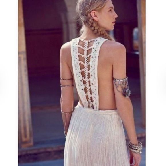 Jen’s Pirate Booty for Free People Cream Gauze Maxi Dress Size Medium