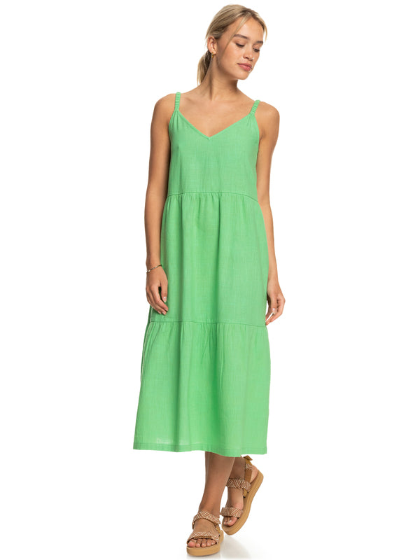 Roxy Green Tiered Midi Dress - Large