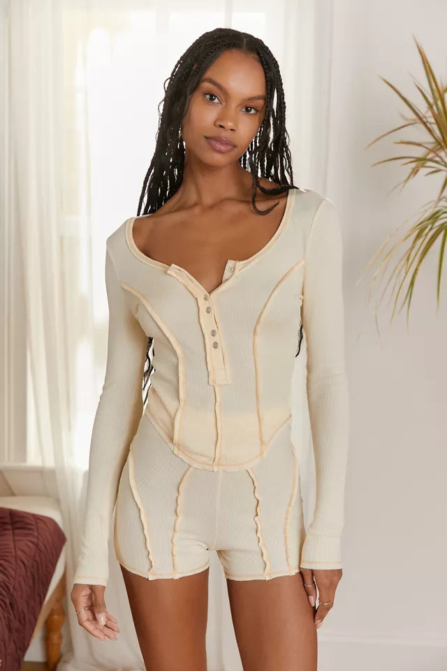 Out From Under Cream Waffle Knit LS - Medium
