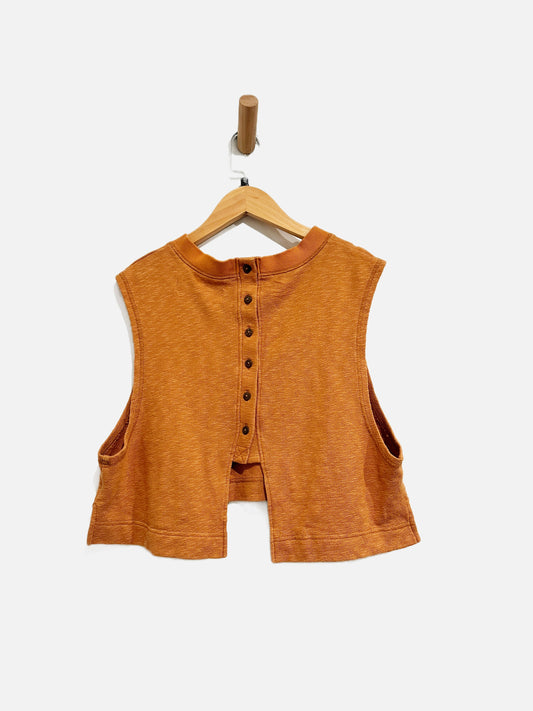 Free People Beach Orange Button Back Tank - Small