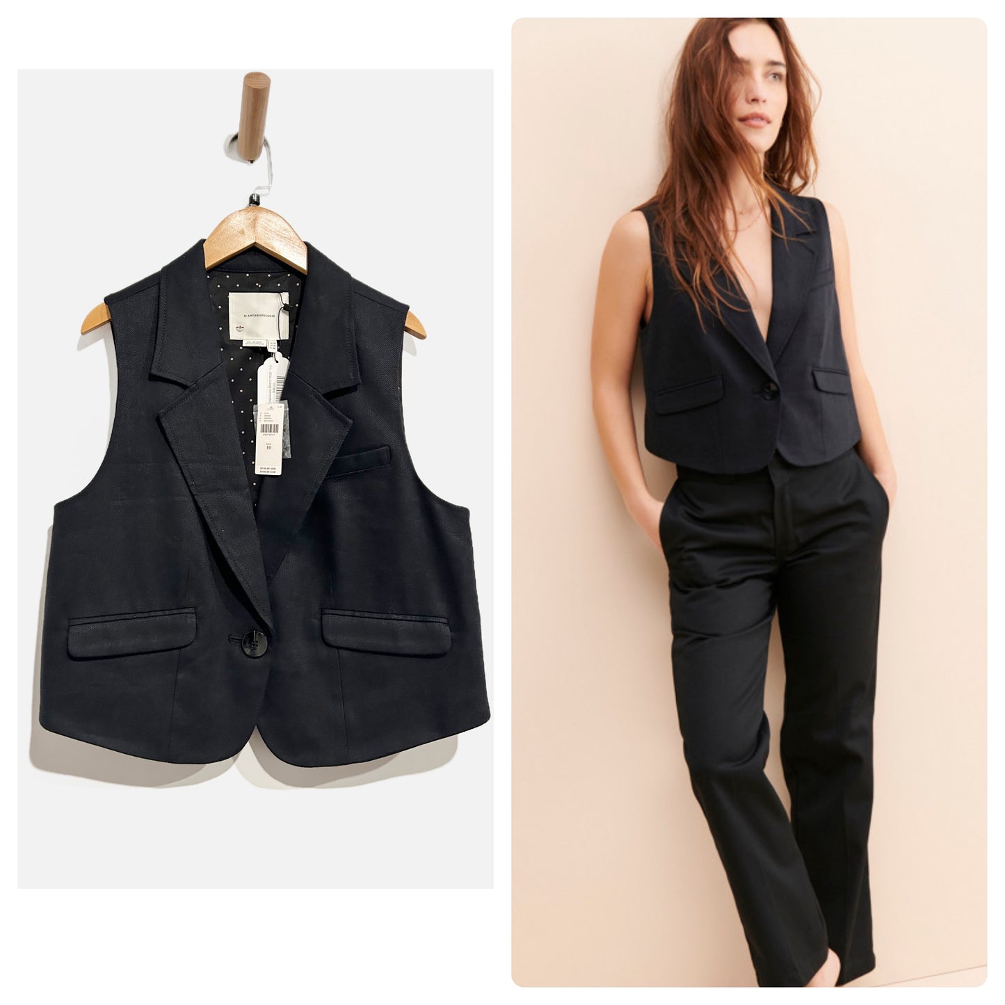 Anthropologie NWT Black Vest - 10