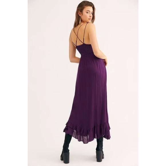 Free People Adella Lace Maxi Dress in Purple - XS