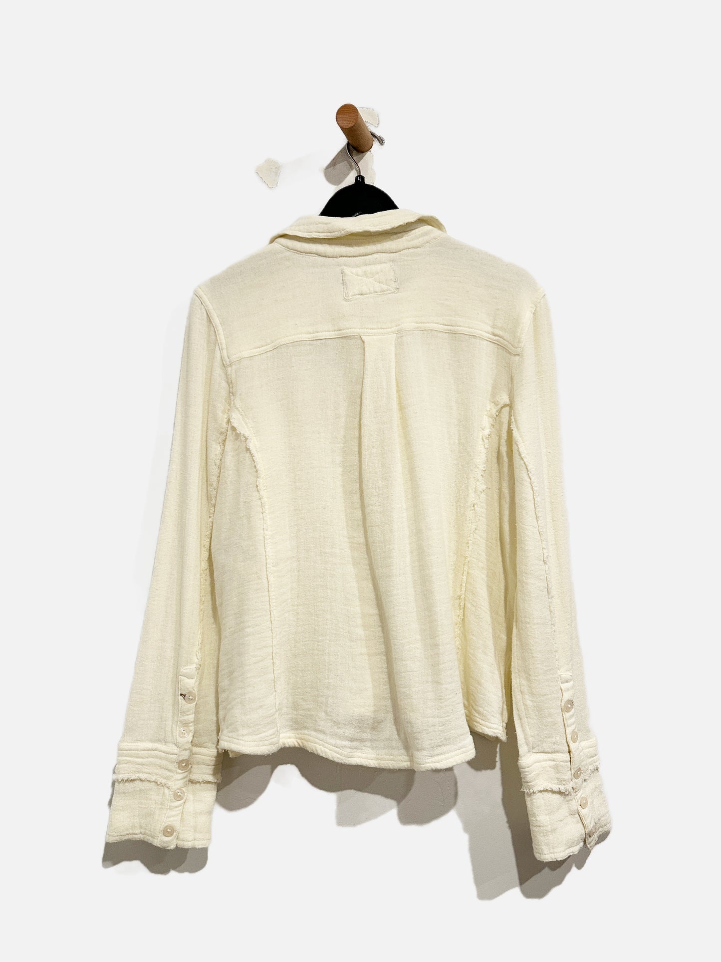 Free People Butter Yellow Button Down Blouse - Large