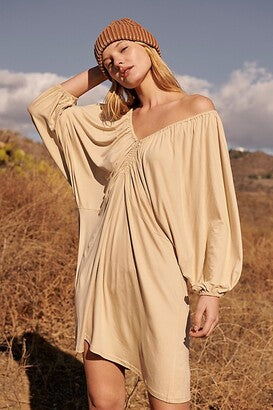 Free People Beach Tan Oversized Mini Dress- Small