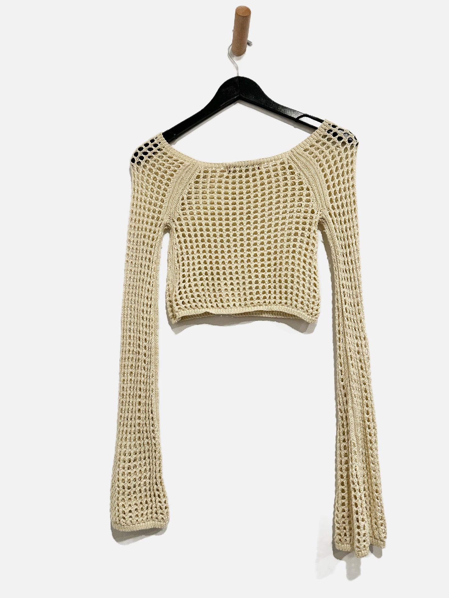 Urban Outfitters Cream Open Knit Cropped Top - XS