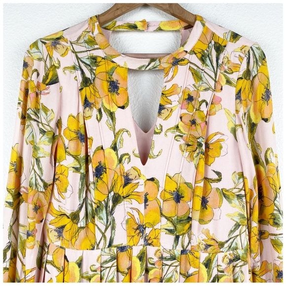 Free People Tegan Printed Floral Pleated Dress Size 4