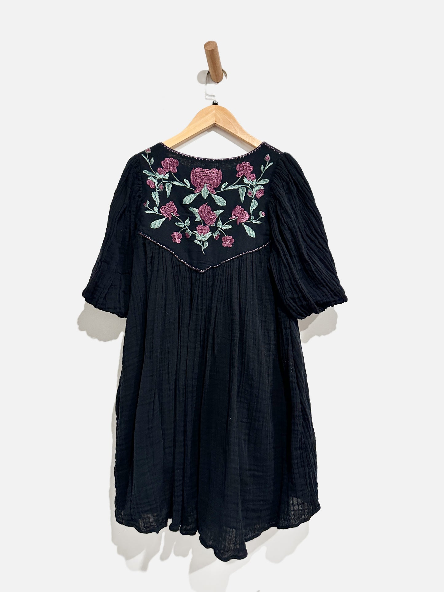 Free People Black Embroidered Mini Dress - XS