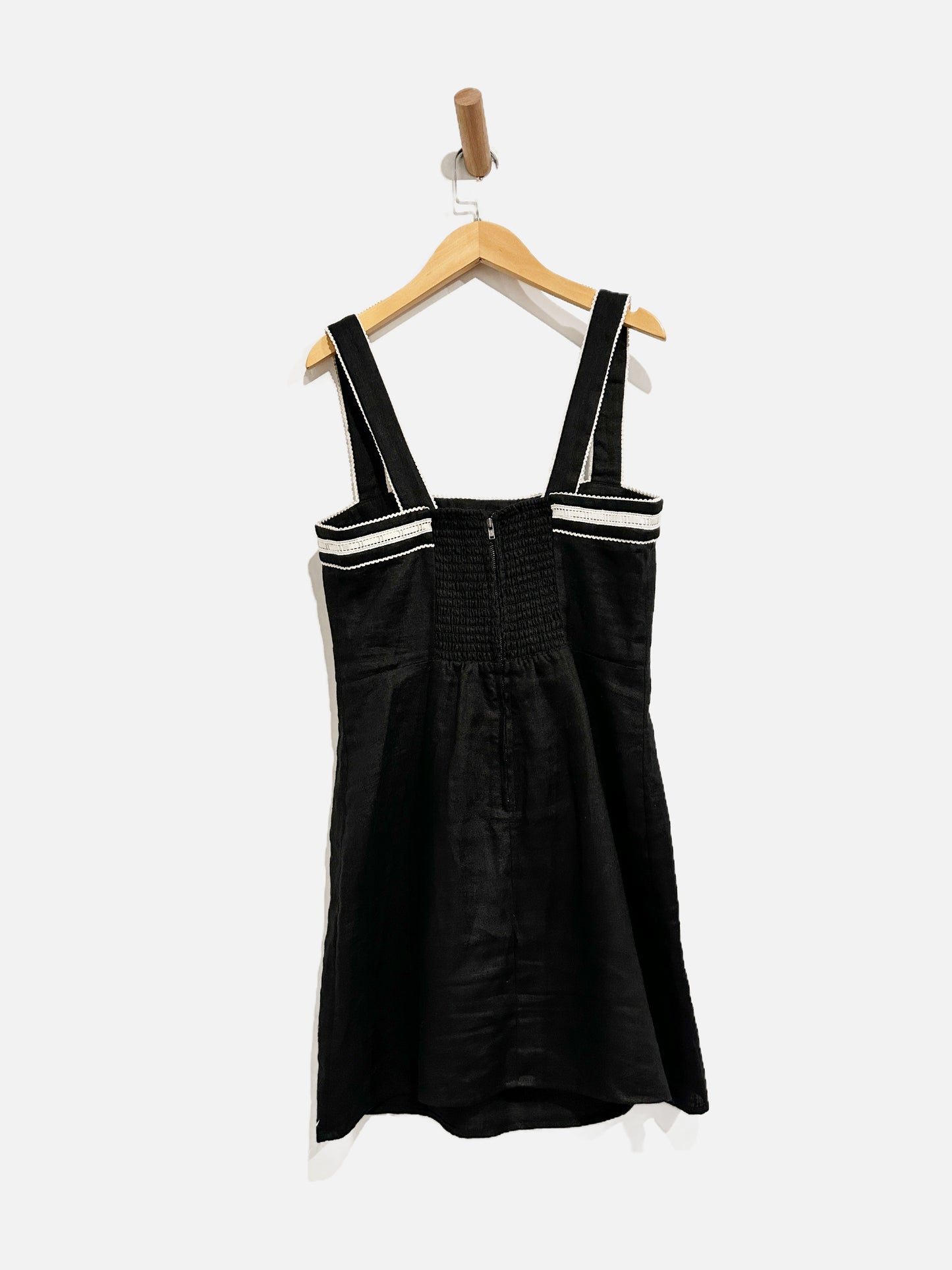 Reformation Elana Black Linen Mini Dress - 4