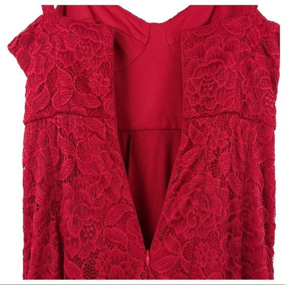 Anthropologie Hutch Seamed Lace Midi Dress in Red Size 0