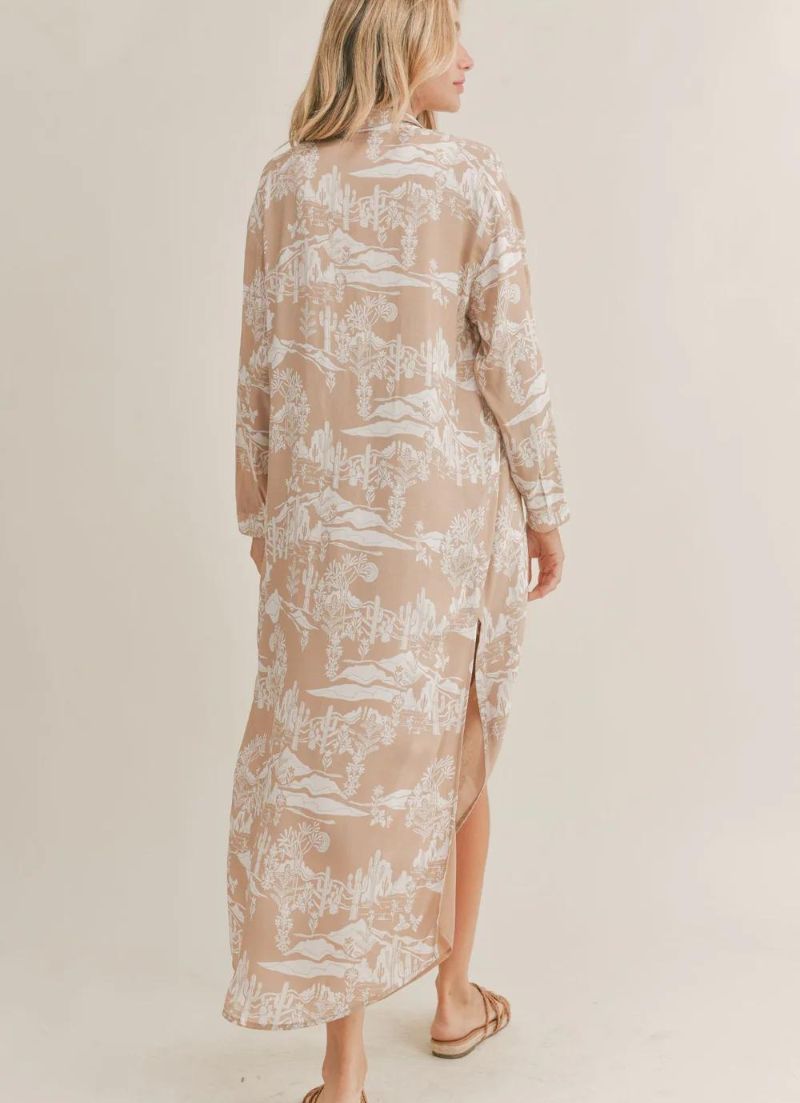Sadie & Sage Brown Horse Print Midi Dress -Medium