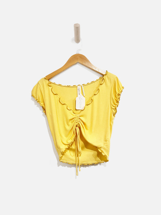 Out From Under Yellow Scallop Pant & Crop Top Set - Medium