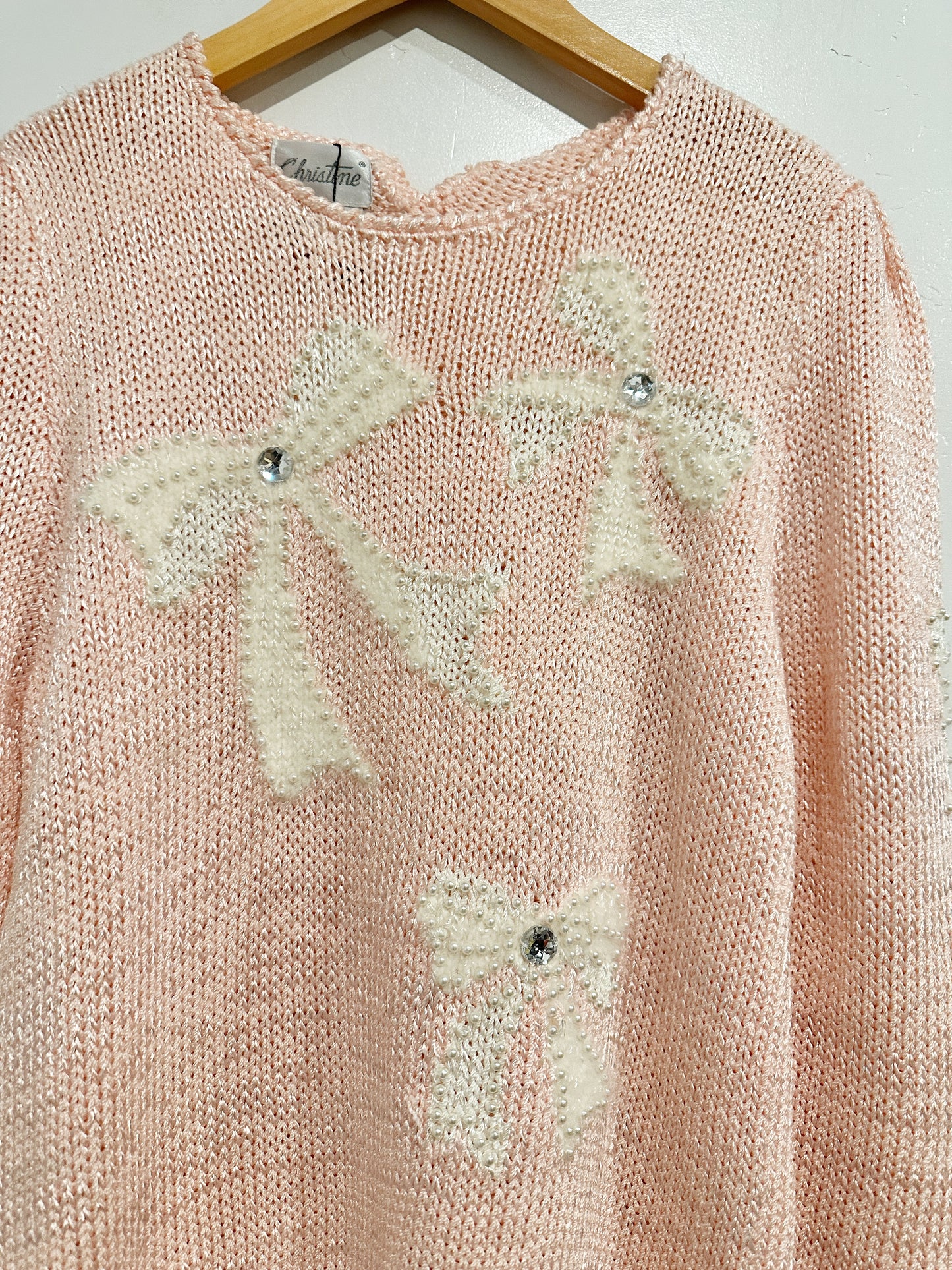 Christine Vintage Pink Bow Sweater - Small