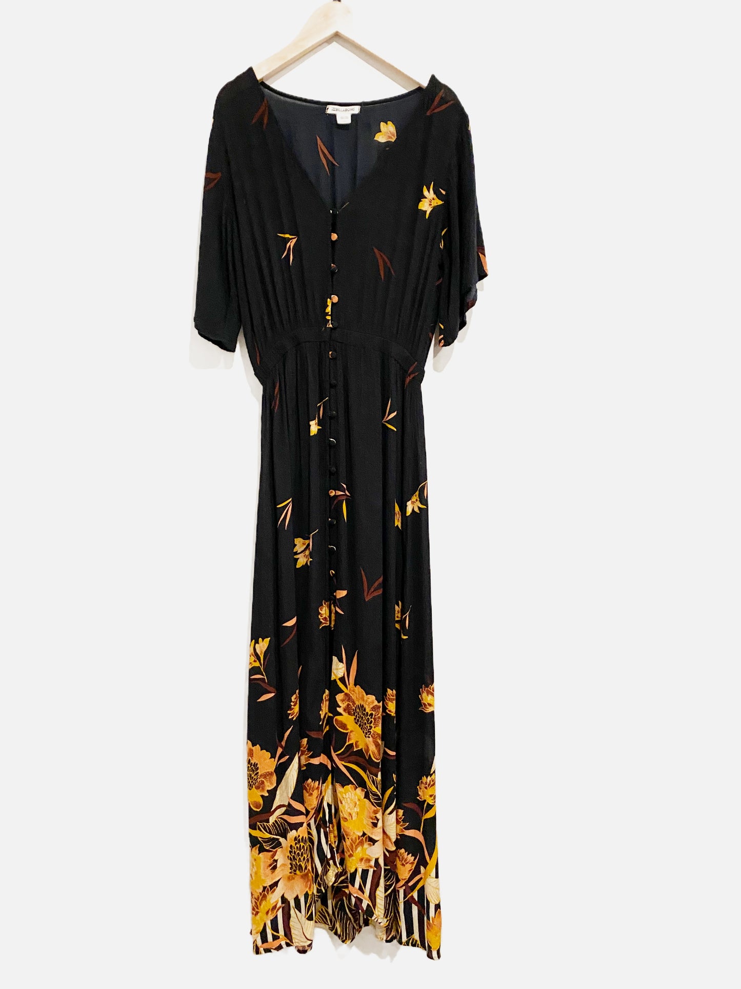Billabong Black Floral Midi Dress - Medium