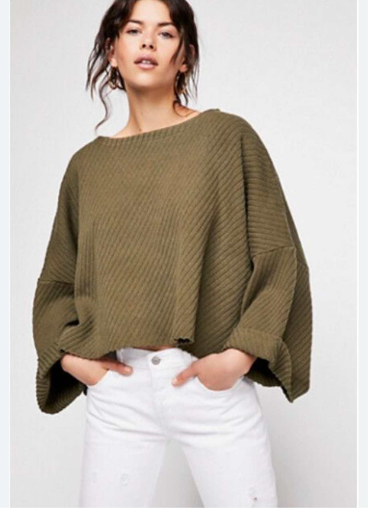 Free People Green Slouchy LS - Small