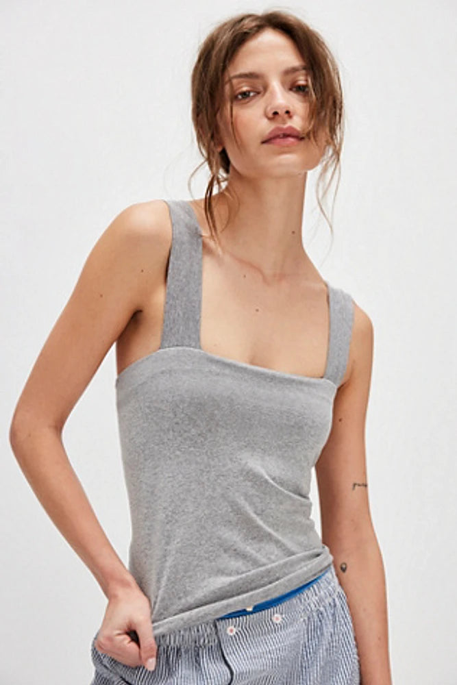 Free People NWT Clean Lines Gray Square Neck Tank - XS/S
