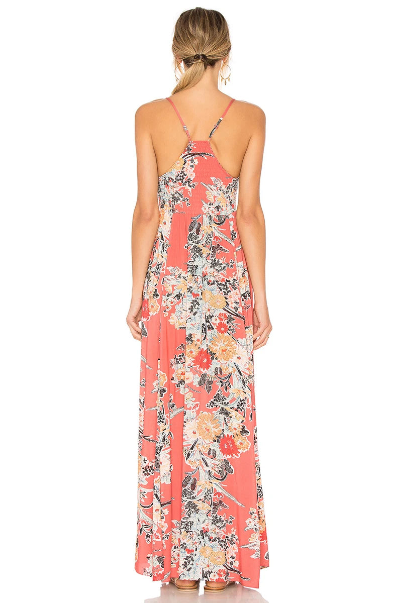 Free People Through the Vine Pink Floral Maxi Dress - Medium