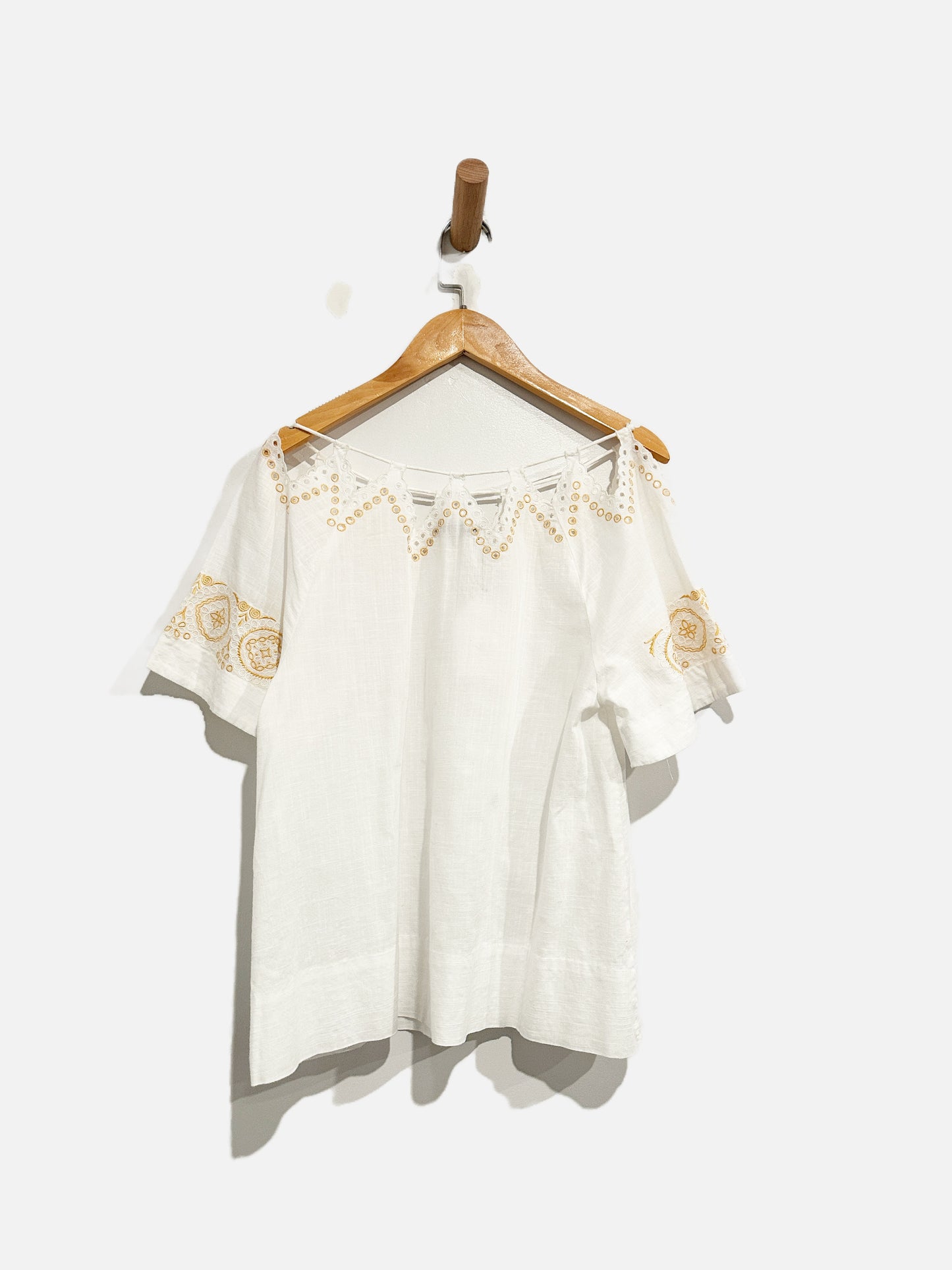 Madewell White Linen Embroidered Tank - XXS