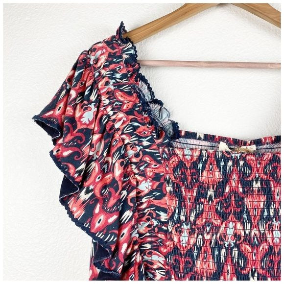 Anthropologie Let Me Be Smocked Cop Top Size Large