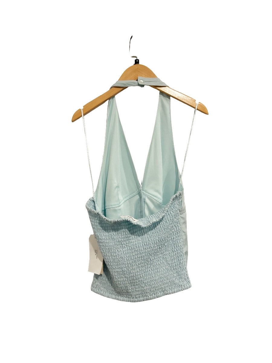Midnight Sky Blue Linen Blend Halter Top - Medium