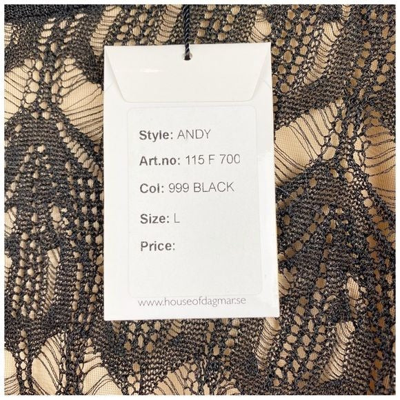NWT Dagmar Black Crochet LS Dress Size Large