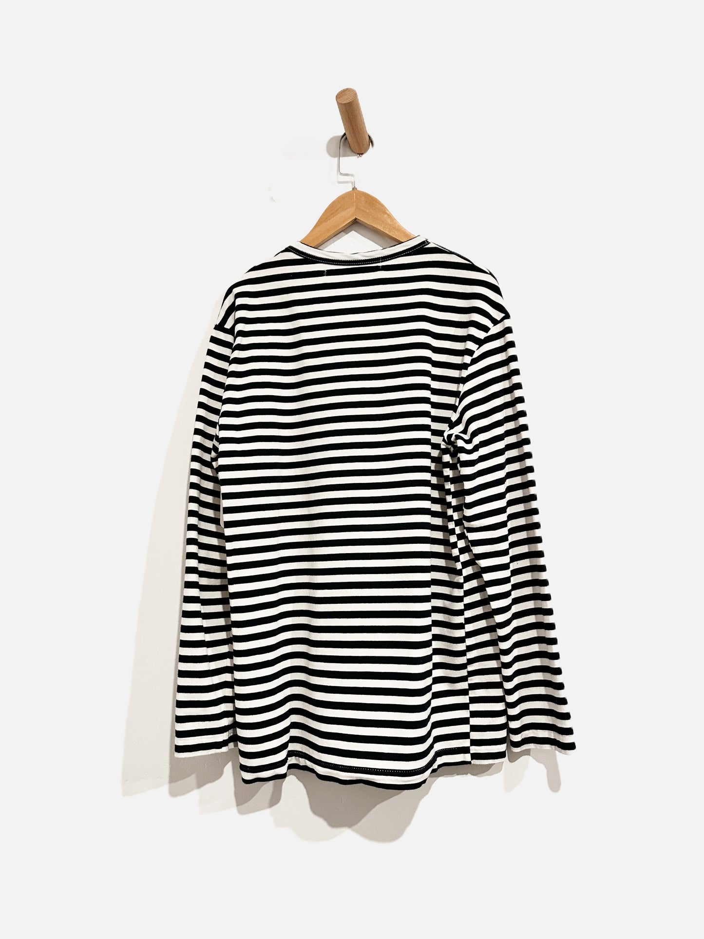 Play Comme des Garçons Navy and White Stripe LS Tee - XL