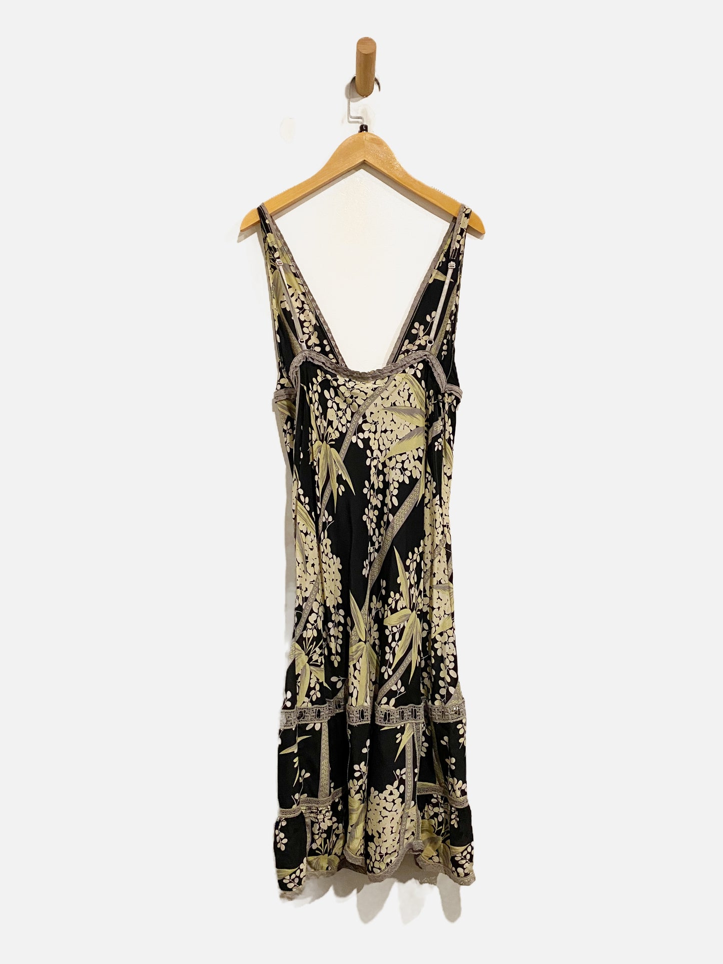 Free People Black Floral Slip Dress - Large