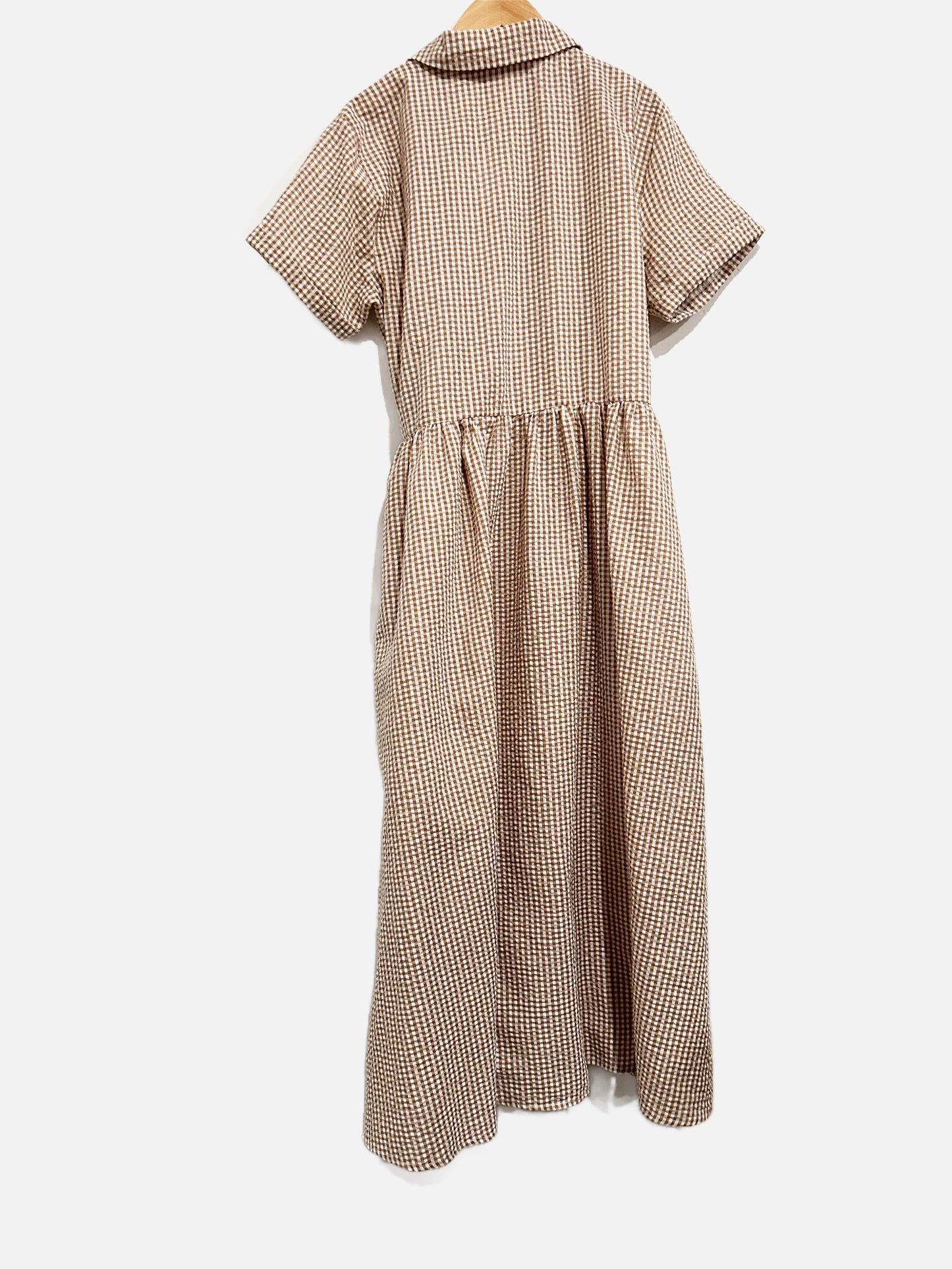 Oak + Fort Brown Gingham Maxi Dress - Small