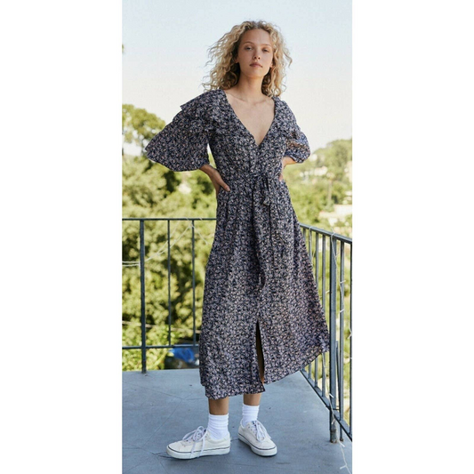 Free People Float on Sunbeam Midi Dress - Medium