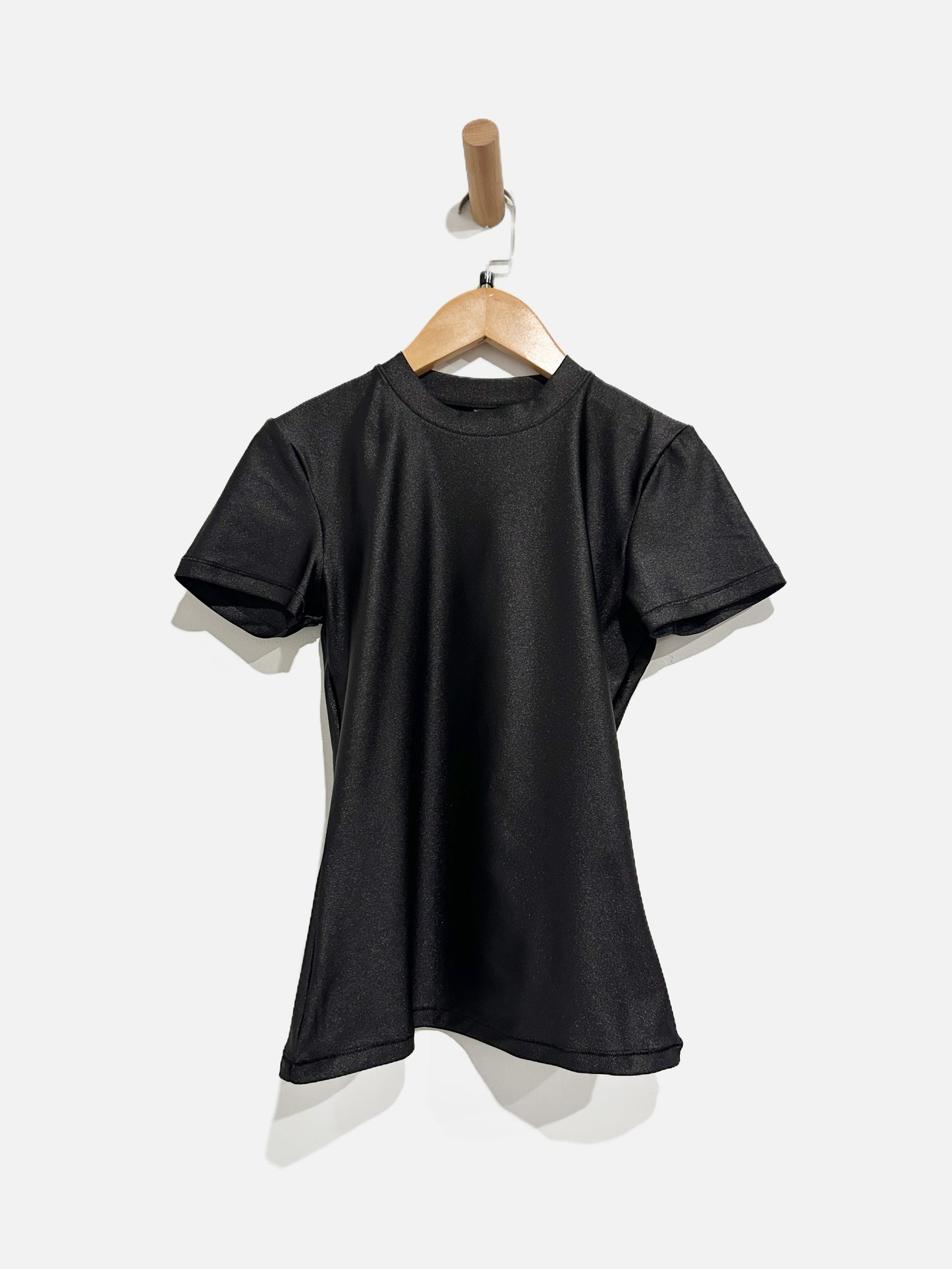 Skims NWT Black Shine Spandex Jersey Top- Medium