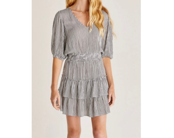 Z Supply Gray and White Stripe Mini Dress - XS
