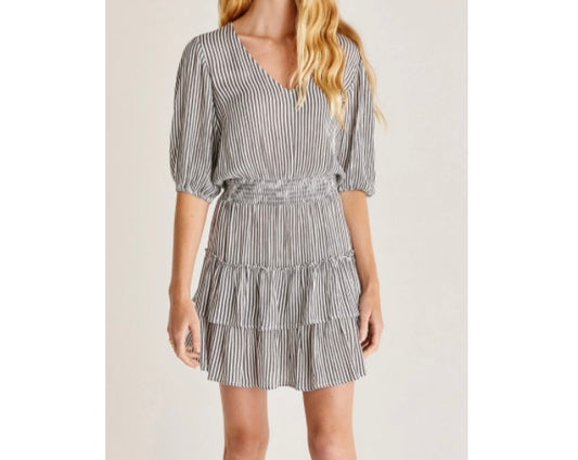 Z Supply Gray and White Stripe Mini Dress - XS