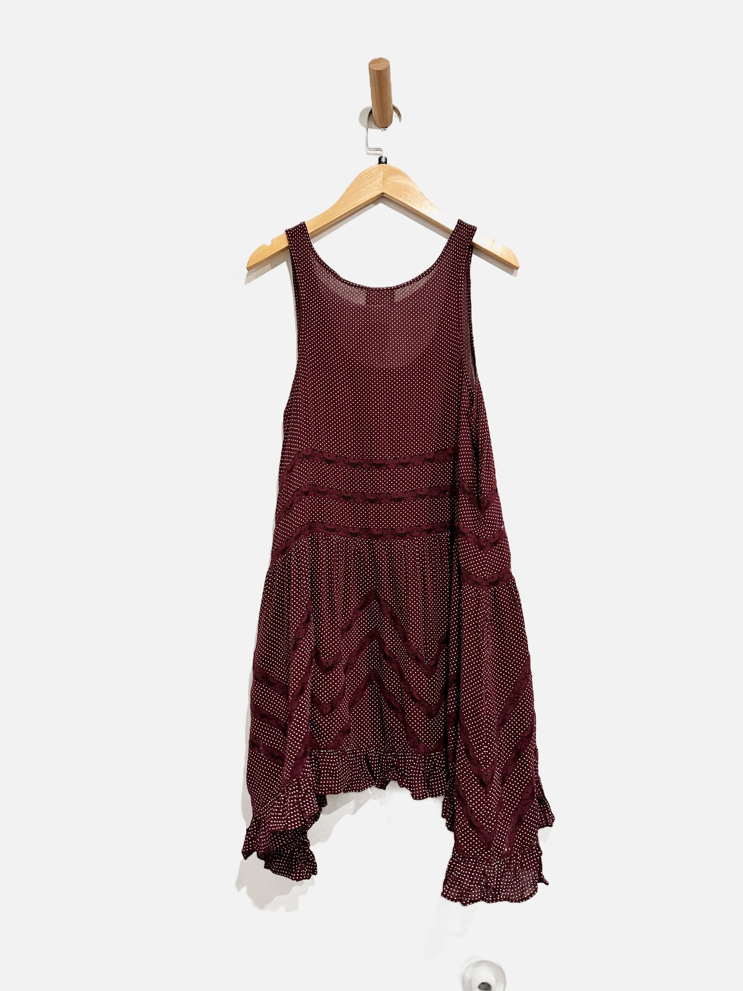 Free People Plum Polka Dot Trapeze Mini Dress - XS