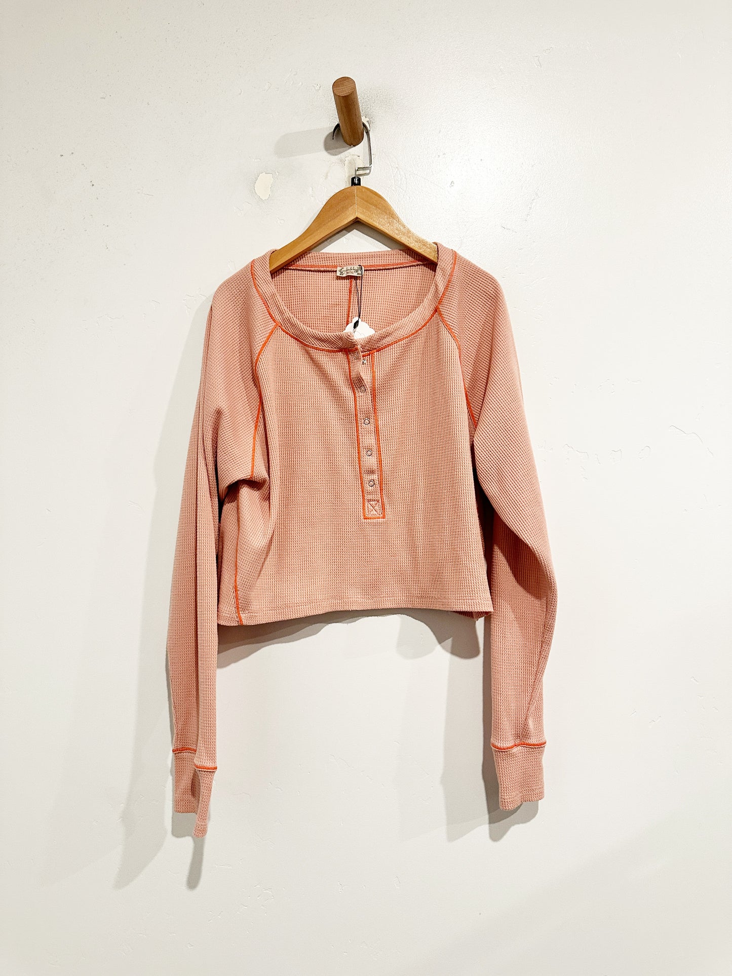 Free People Pink Waffle Crop Top - Medium