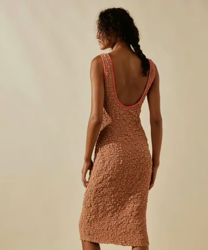 Free People Set the Bar Smocked Midi Dress - Small