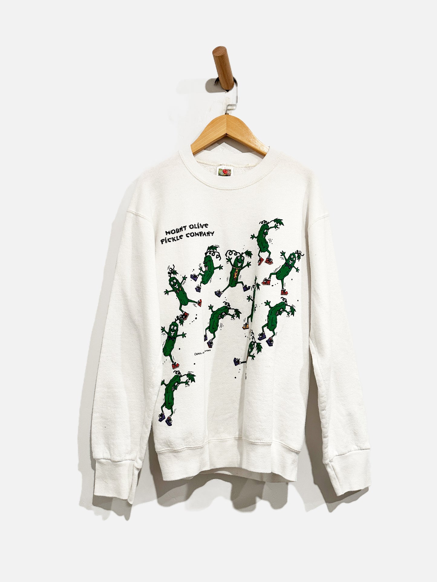 Fruit of the Loom Vintage White Pickle Sweatshirt - Small
