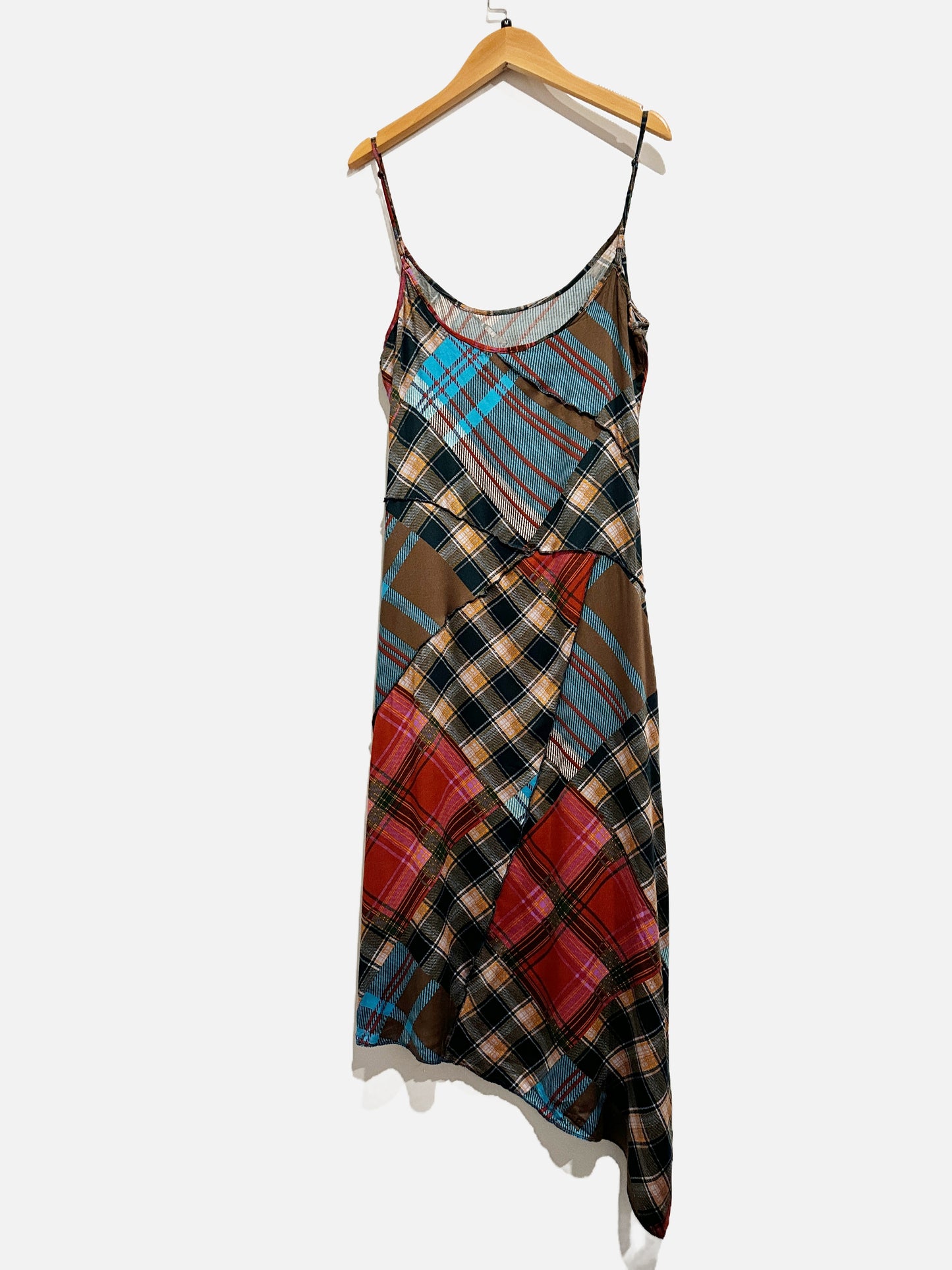 Urban Outfitters Navy/Red Brown Plaid Midi Dress - Medium