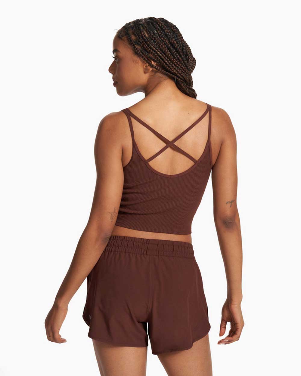 Vuori Brown Ribbed Crop Tank - Small