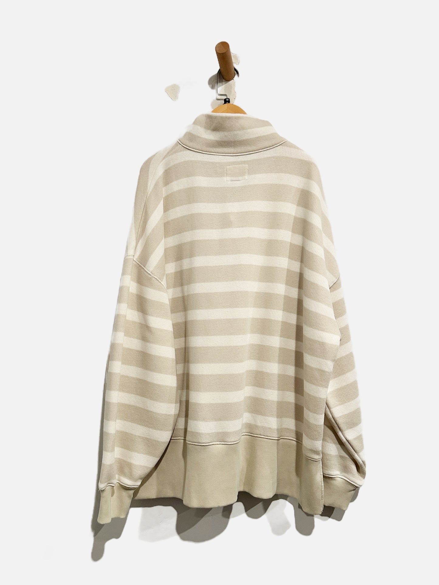 American Eagle NWT Tan and White Stripe Pullover - Medium