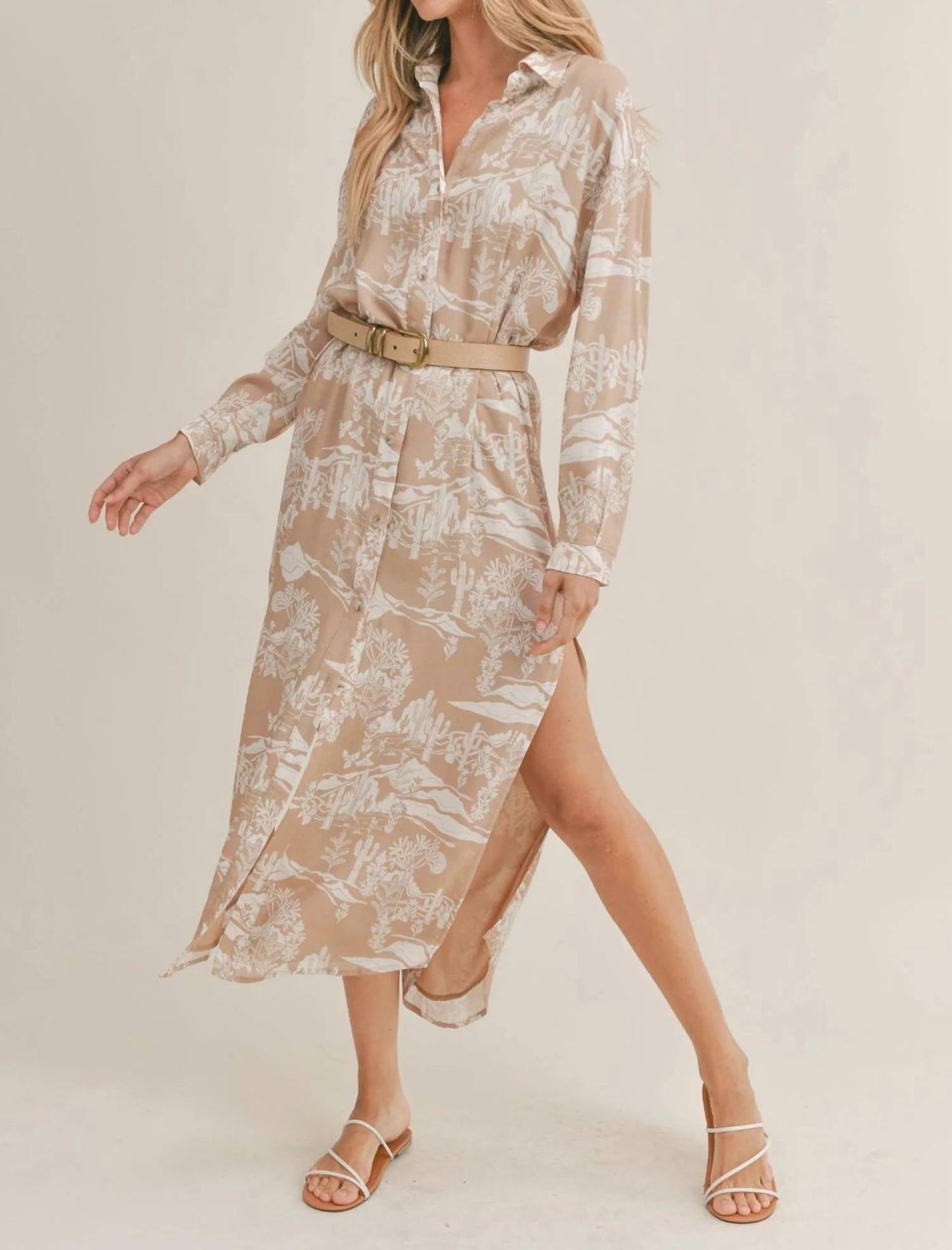 Sadie & Sage Brown Horse Print Midi Dress -Medium