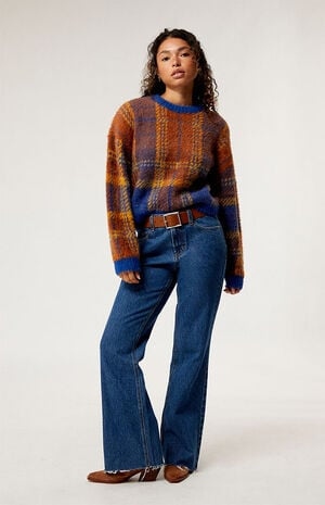 RVCA Brown/Blue Eyelash Sweater - Small