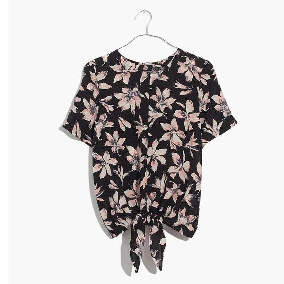 Madewell NWT Silk Button-Back Tie Tee in Winter Orchid Size XS