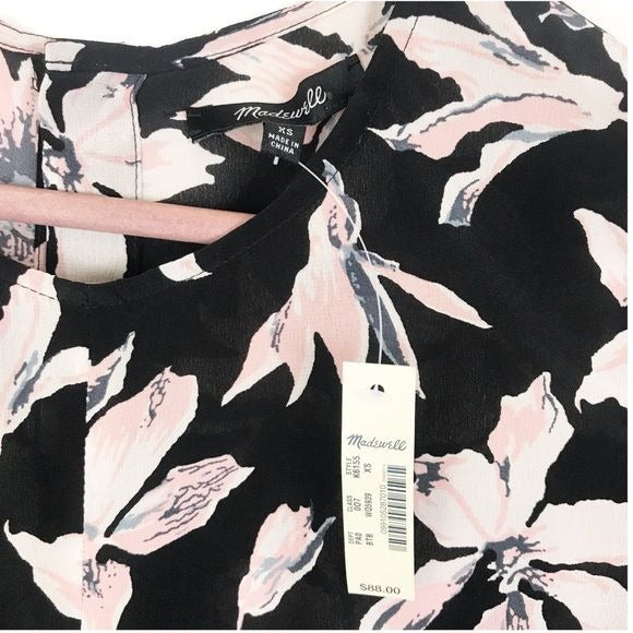 Madewell NWT Silk Button-Back Tie Tee in Winter Orchid Size XS