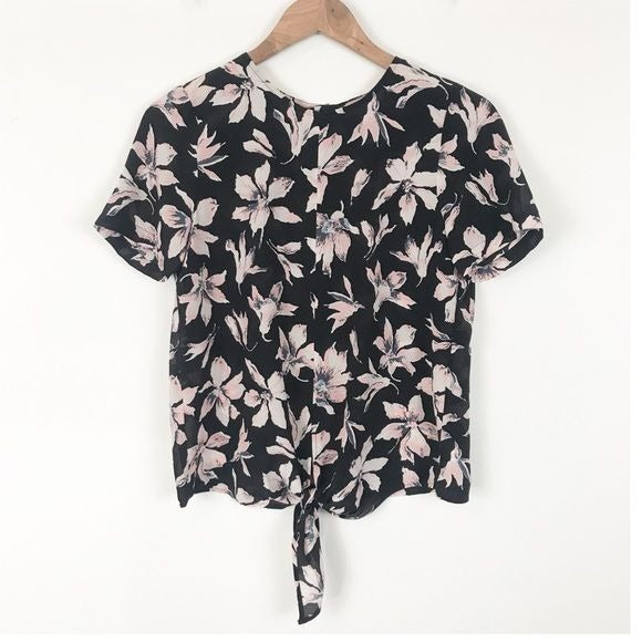 Madewell NWT Silk Button-Back Tie Tee in Winter Orchid Size XS