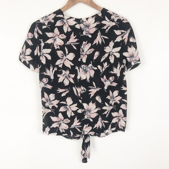 Madewell NWT Silk Button-Back Tie Tee in Winter Orchid Size XS