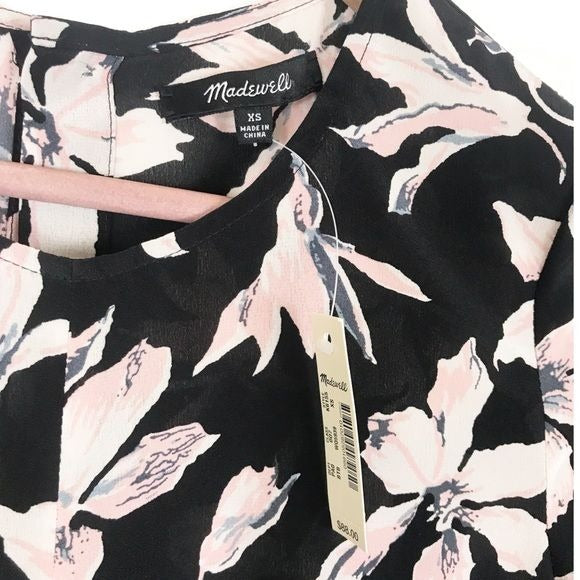 Madewell NWT Silk Button-Back Tie Tee in Winter Orchid Size XS
