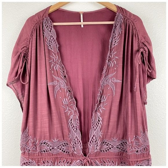 Free People Weila Romper in Pomegranate Size Large