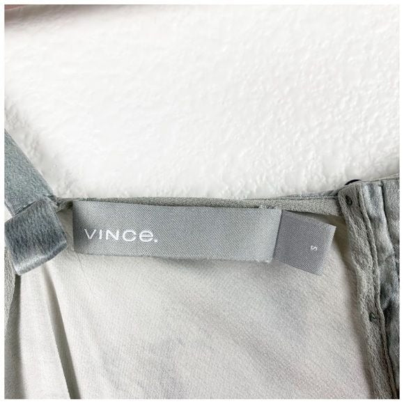 Vince Watercolor Marble Silk-Satin Cami Midi Dress Size Small