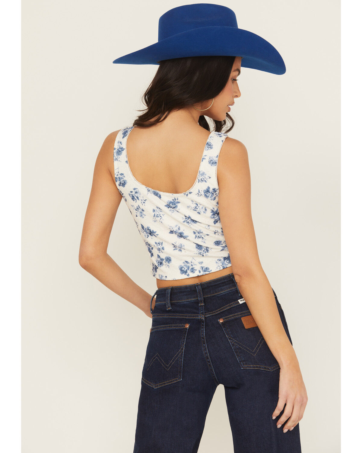 Shyanne NWT White and Blue Floral Bustier Top - Medium