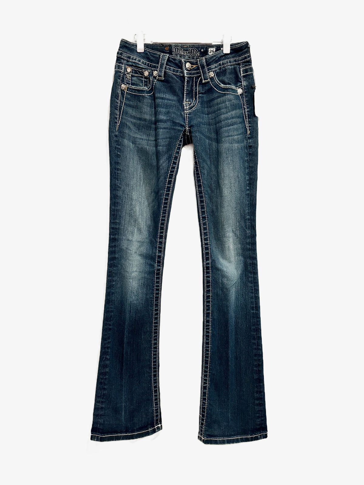 Miss Me Signature Bootcut Jeans w/ Gold Cross Pockets - 25