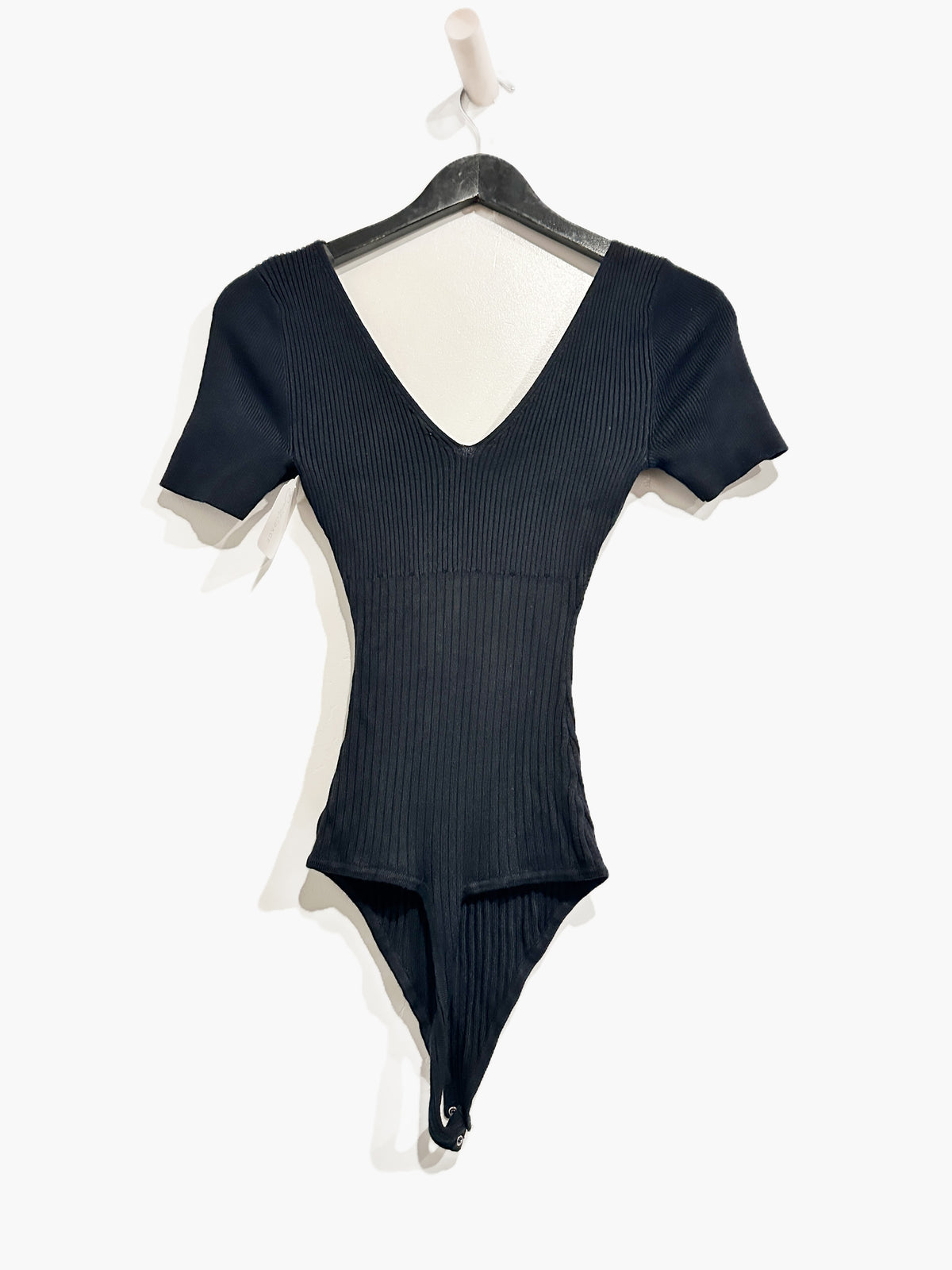 Abercrombie & Fitch Black Ribbed Knit Bodysuit - Small